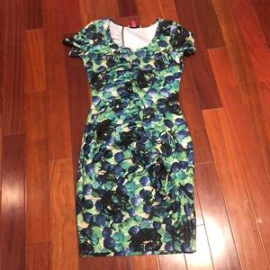 green & blue flower dress by Betsy Johnson